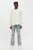 Stacked Skinny Flare Walk Me Through Jeweled Distressed Jean - Medium Blue Wash image 2