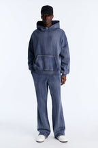 Acid Wash Oversized Heavyweight Hoodie - Navy image 3