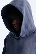 Acid Wash Oversized Heavyweight Hoodie - Navy image 4