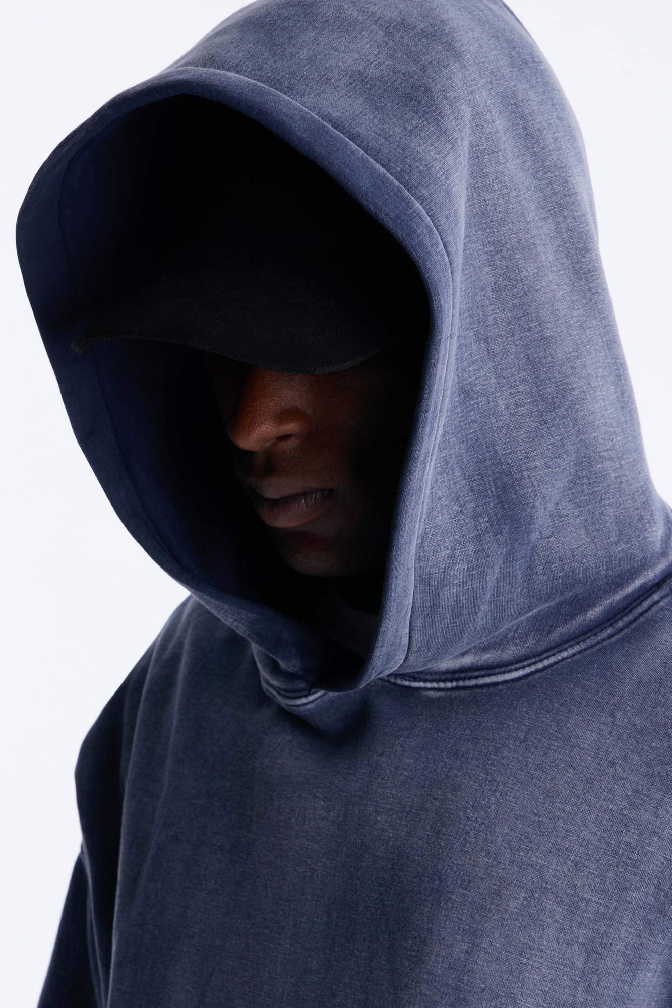 Acid Wash Oversized Heavyweight Hoodie - Navy image 4