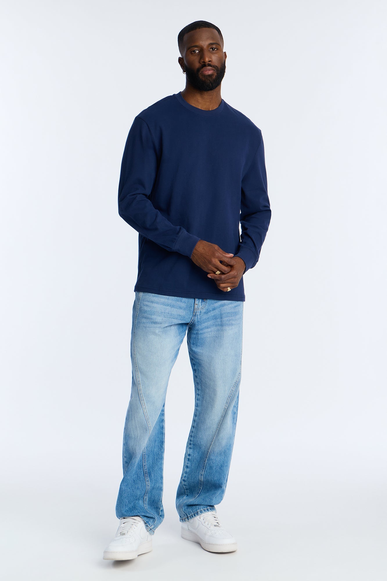 Brushed Relaxed Cotton Tee - Navy image 2