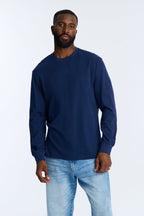 Brushed Relaxed Cotton Tee - Navy image 1