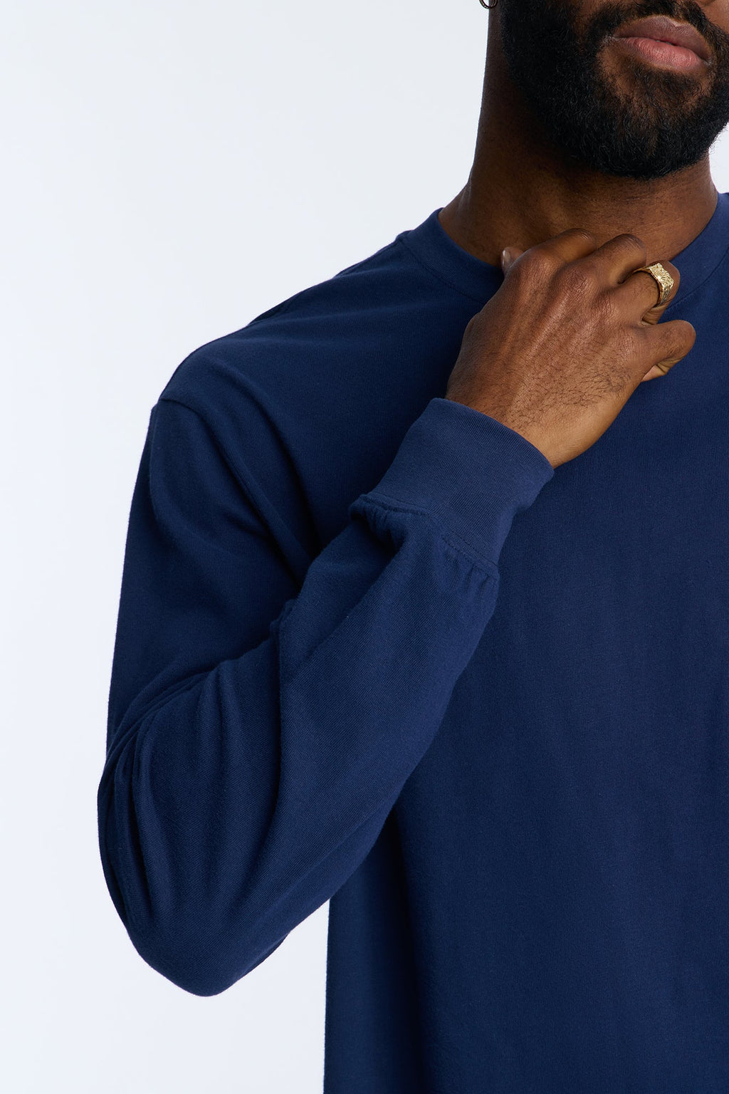 Brushed Relaxed Cotton Tee - Navy image 3