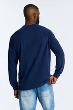 Brushed Relaxed Cotton Tee - Navy image 4