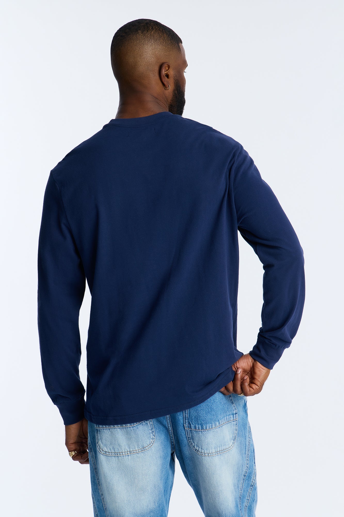 Brushed Relaxed Cotton Tee - Navy image 4