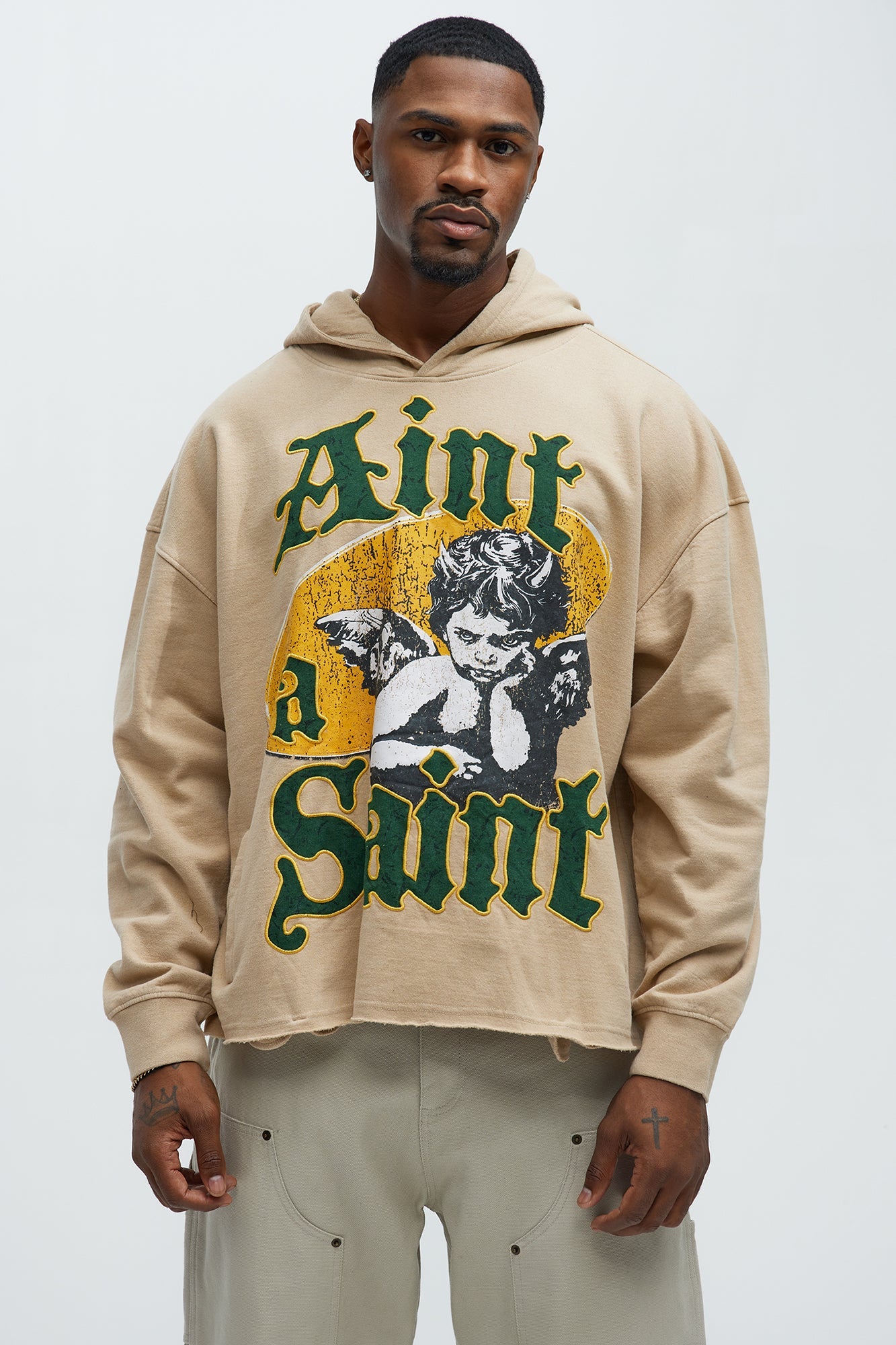 Aint A Saint Hoodie - Khaki image 1