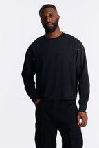 Distressed Edge Relaxed Tee - Black image 1
