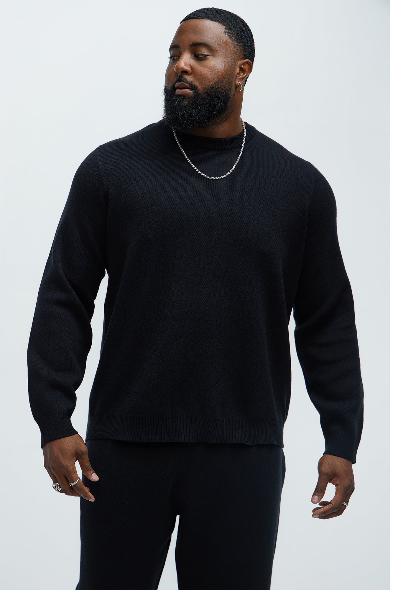 Recline Sweater Knit Crewneck - Black image 4