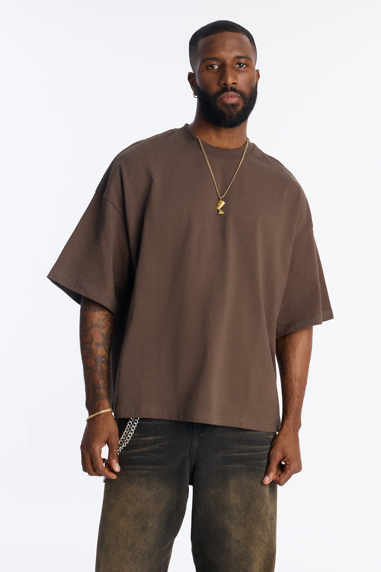 Boxy Heavyweight Tee 240GSM - Brown image 1