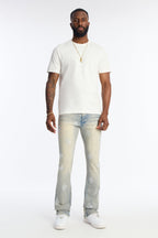 Stacked Skinny Flare Ice Star Pearl Jean - Light Wash image 3