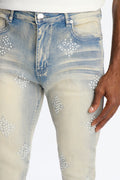 Stacked Skinny Flare Ice Star Pearl Jean - Light Wash image 1