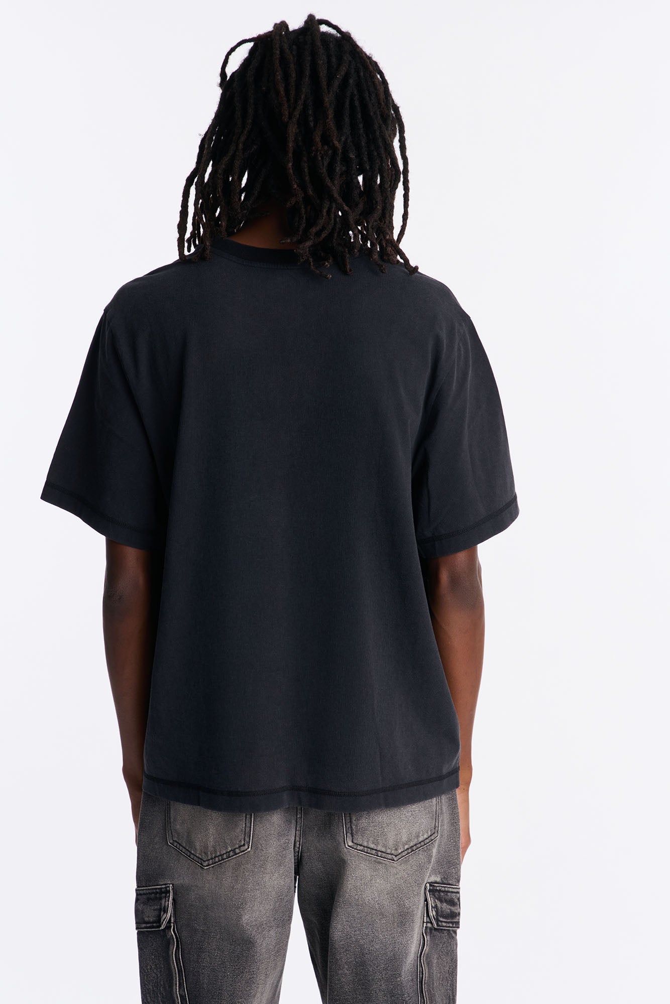 Gridline Fade Pocket Stitch Tee - Black Wash image 4