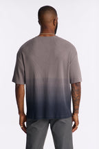Gradient Waffle Knit Crewneck Tee - Grey/combo image 3