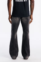 Stacked Skinny Flare Bleach Croc Jean - Black Wash image 4