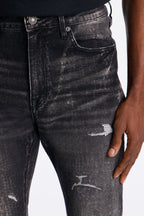 Stacked Skinny Flare Bleach Croc Jean - Black Wash image 3