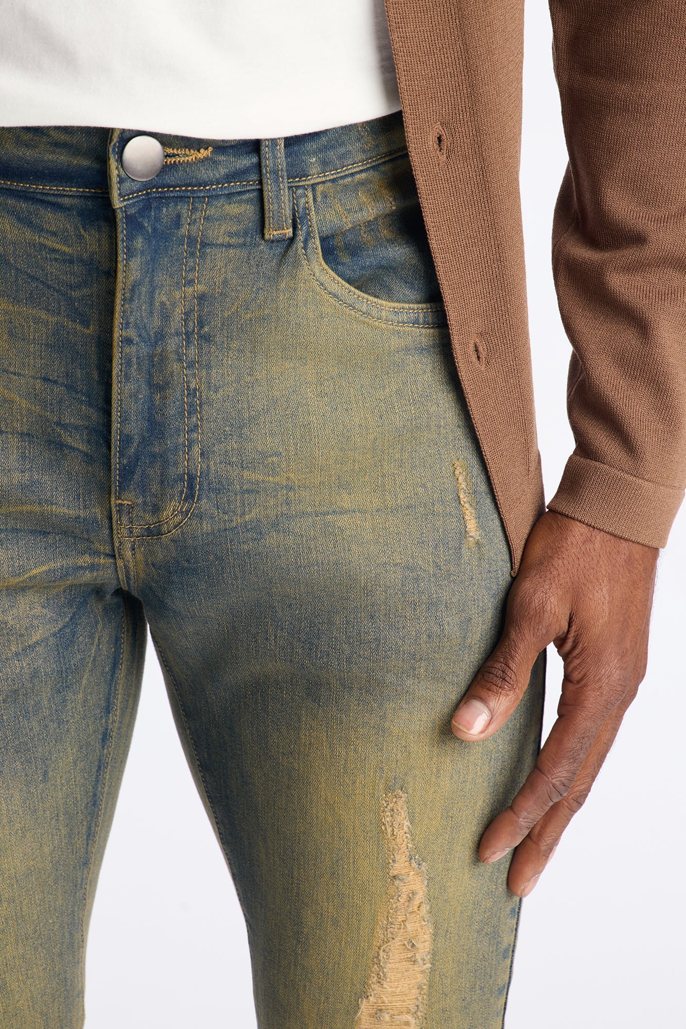Stacked Skinny Flare Jeweled In Flames Jeans - Vintage Wash image 4