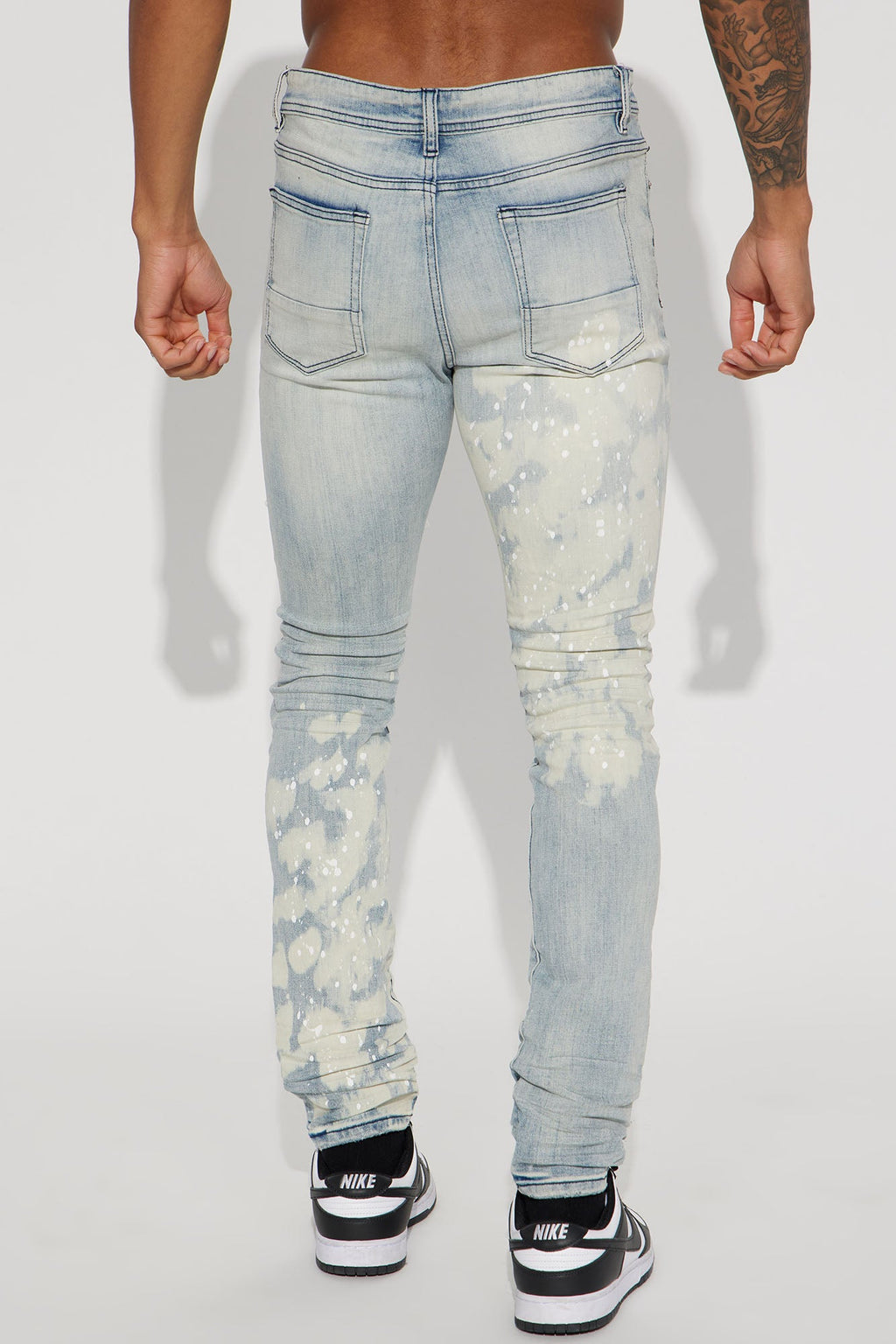 For It Paint Splattered Stacked Skinny Jeans - Light Wash image 4