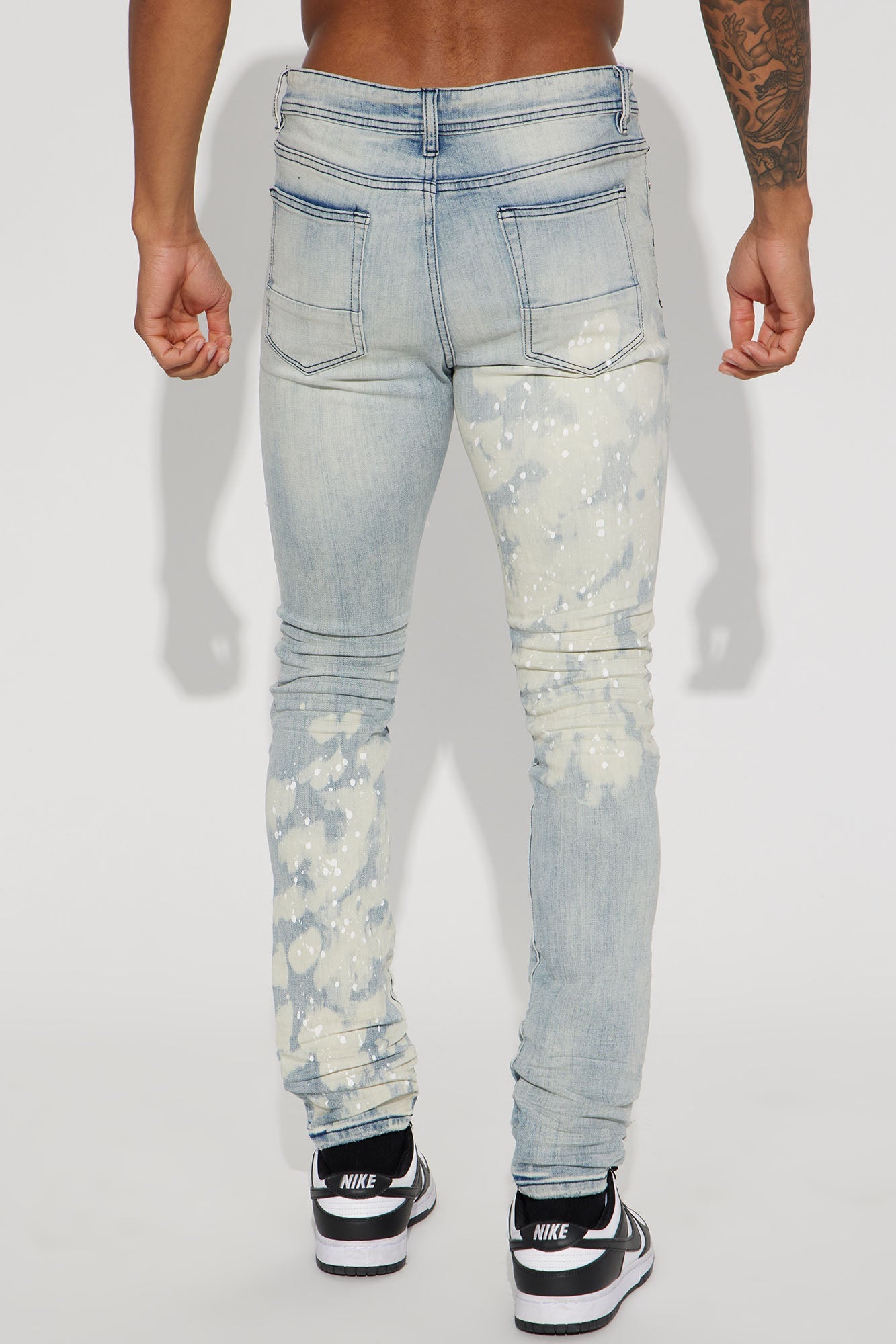 For It Paint Splattered Stacked Skinny Jeans - Light Wash image 4