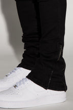 Convertible Stacked Skinny Flare Jeans - Black image 4