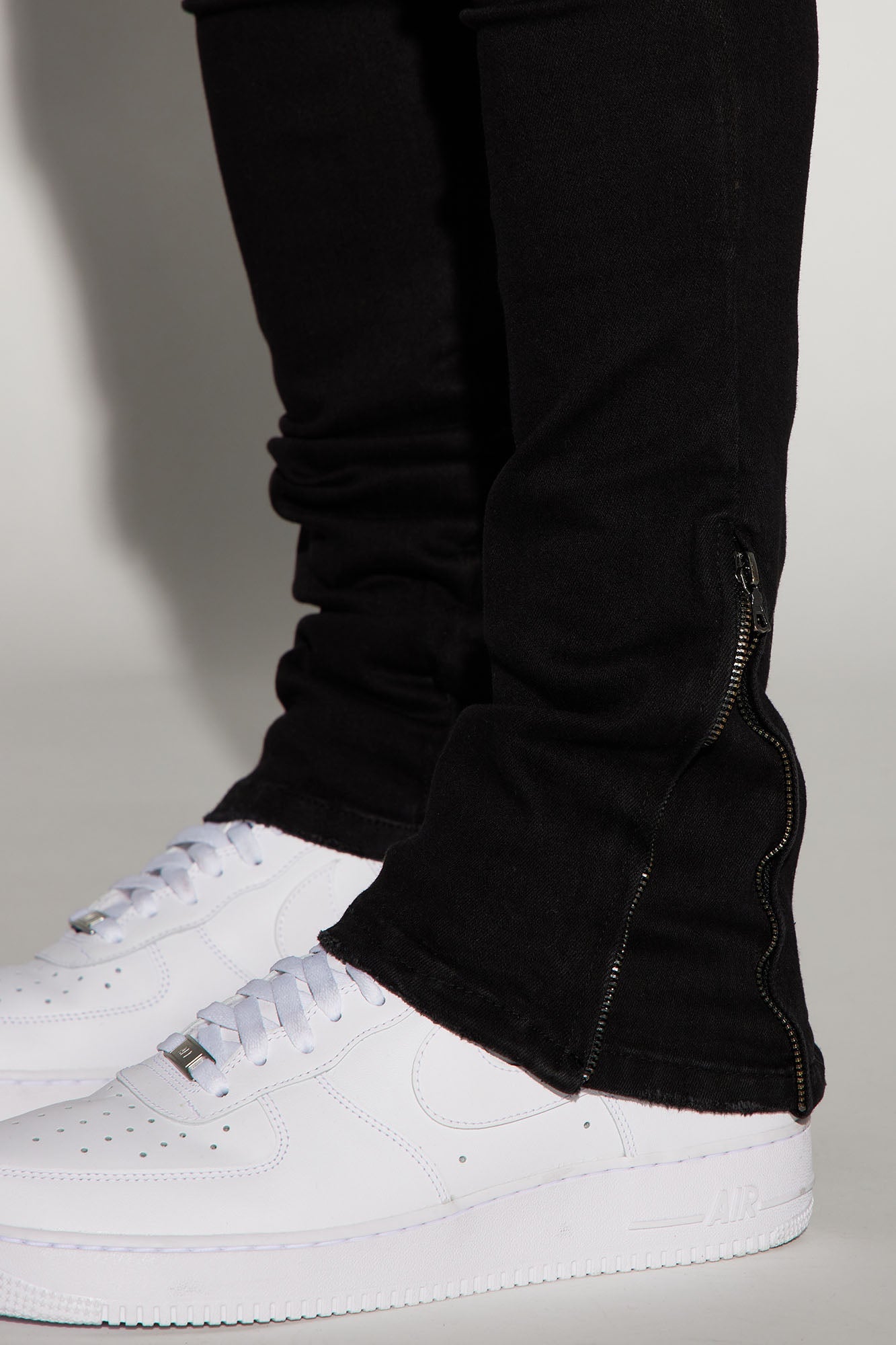 Convertible Stacked Skinny Flare Jeans - Black image 4