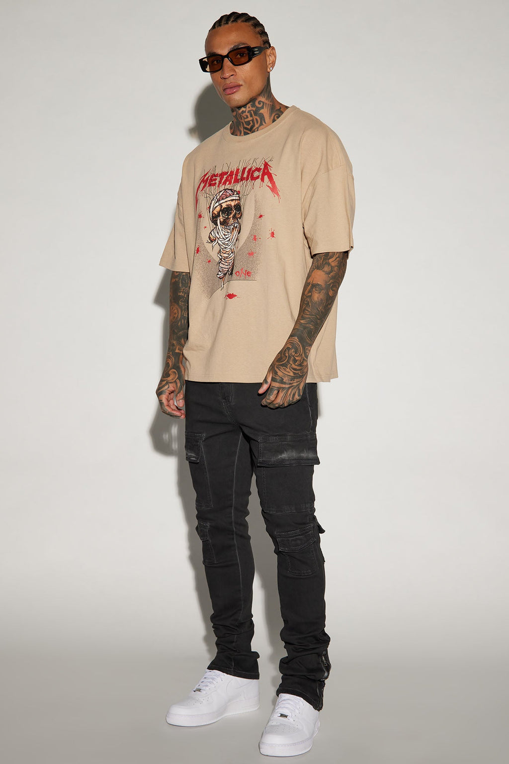 Triple Cargo Stacked Skinny Flare Jeans - Black Wash image 2