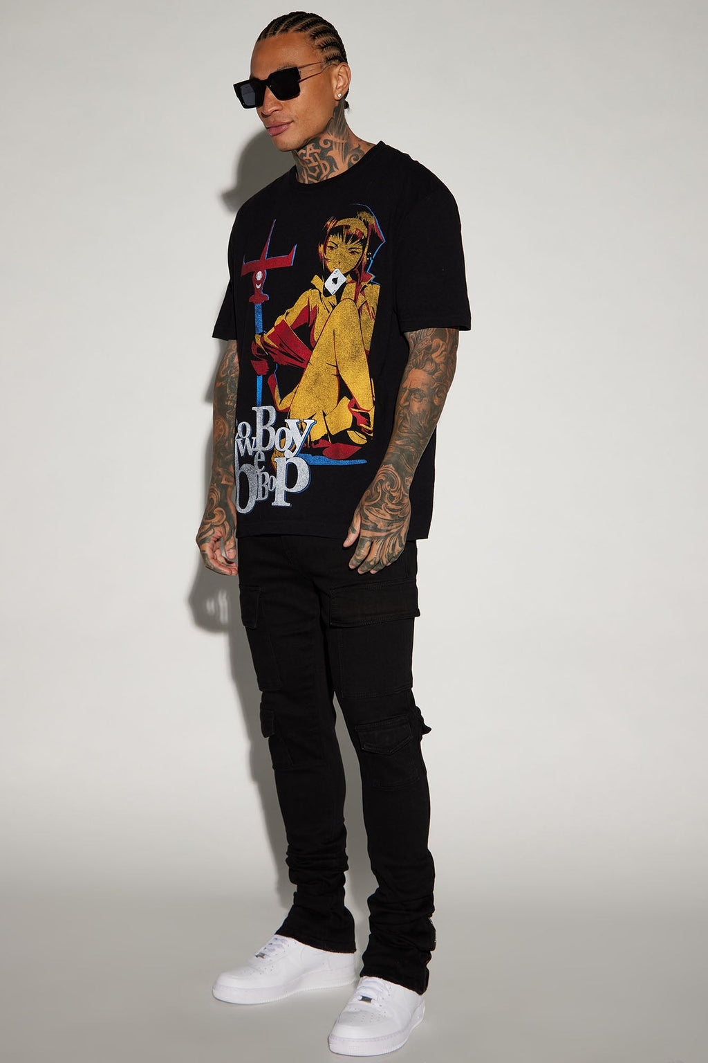 Convertible Stacked Skinny Flare Jeans - Black image 2