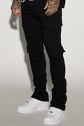 Convertible Stacked Skinny Flare Jeans - Black image 1