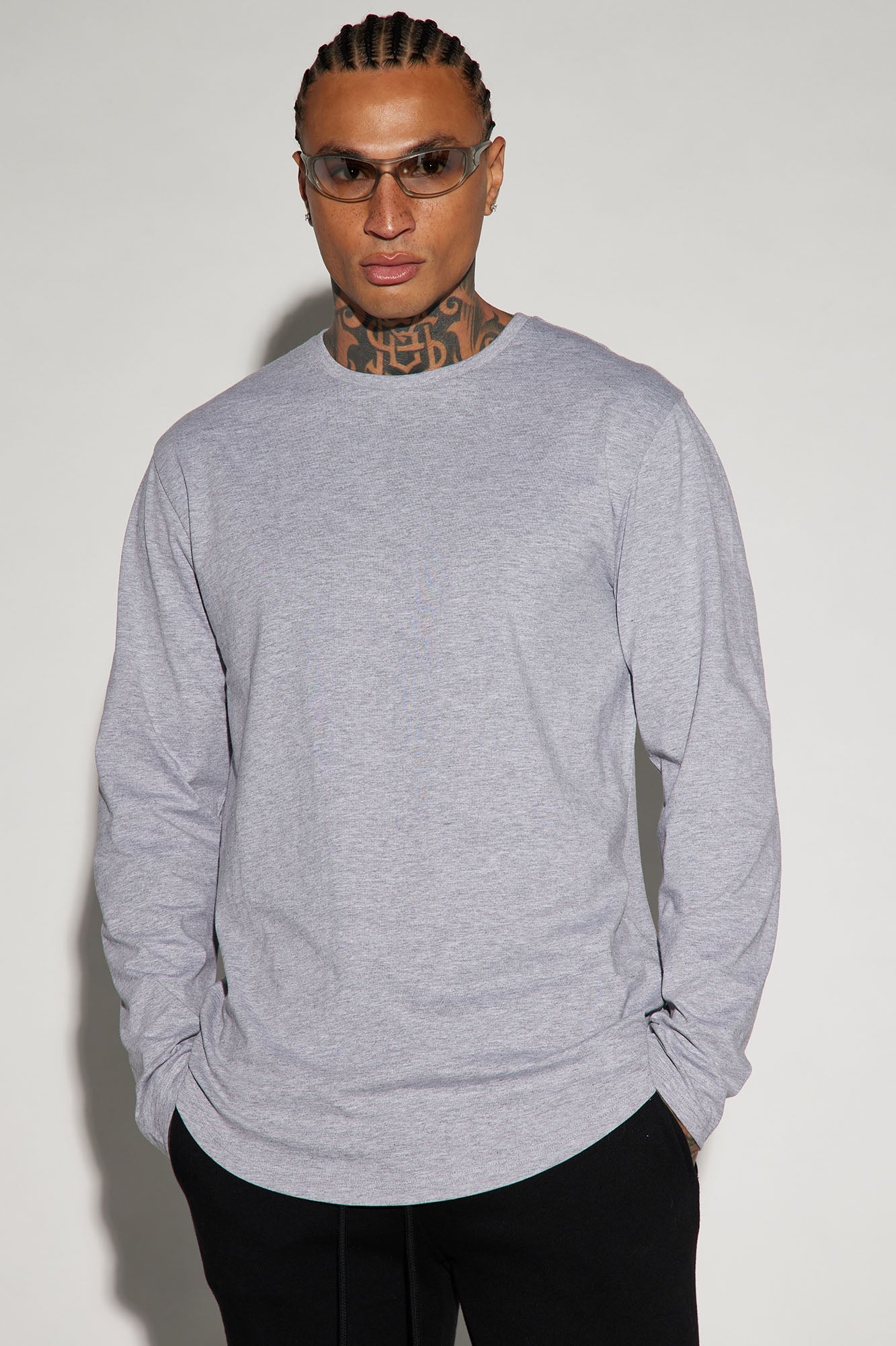 Essential Long Sleeve Scallop Tee - Grey image 1