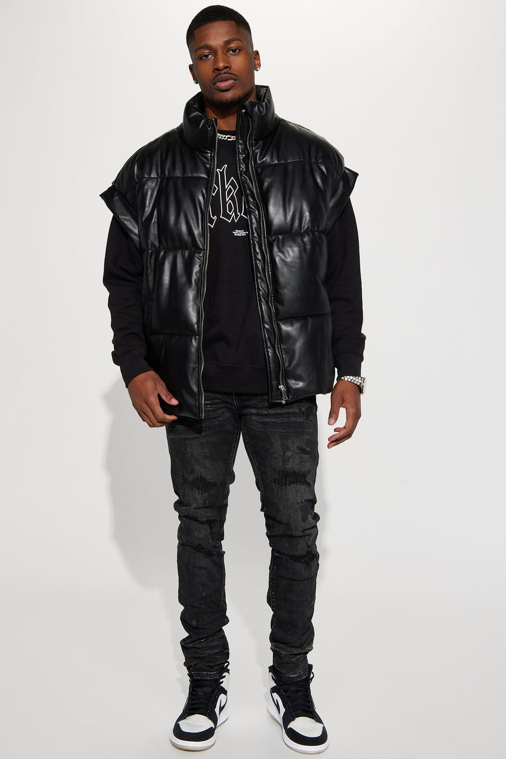 Ask About Me Stacked Skinny Jeans - Black image 4