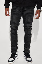 Ask About Me Stacked Skinny Jeans - Black image 2