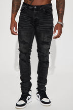 Ask About Me Stacked Skinny Jeans - Black image 1