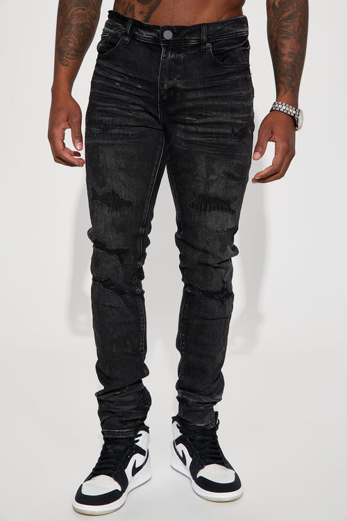 Ask About Me Stacked Skinny Jeans - Black image 1
