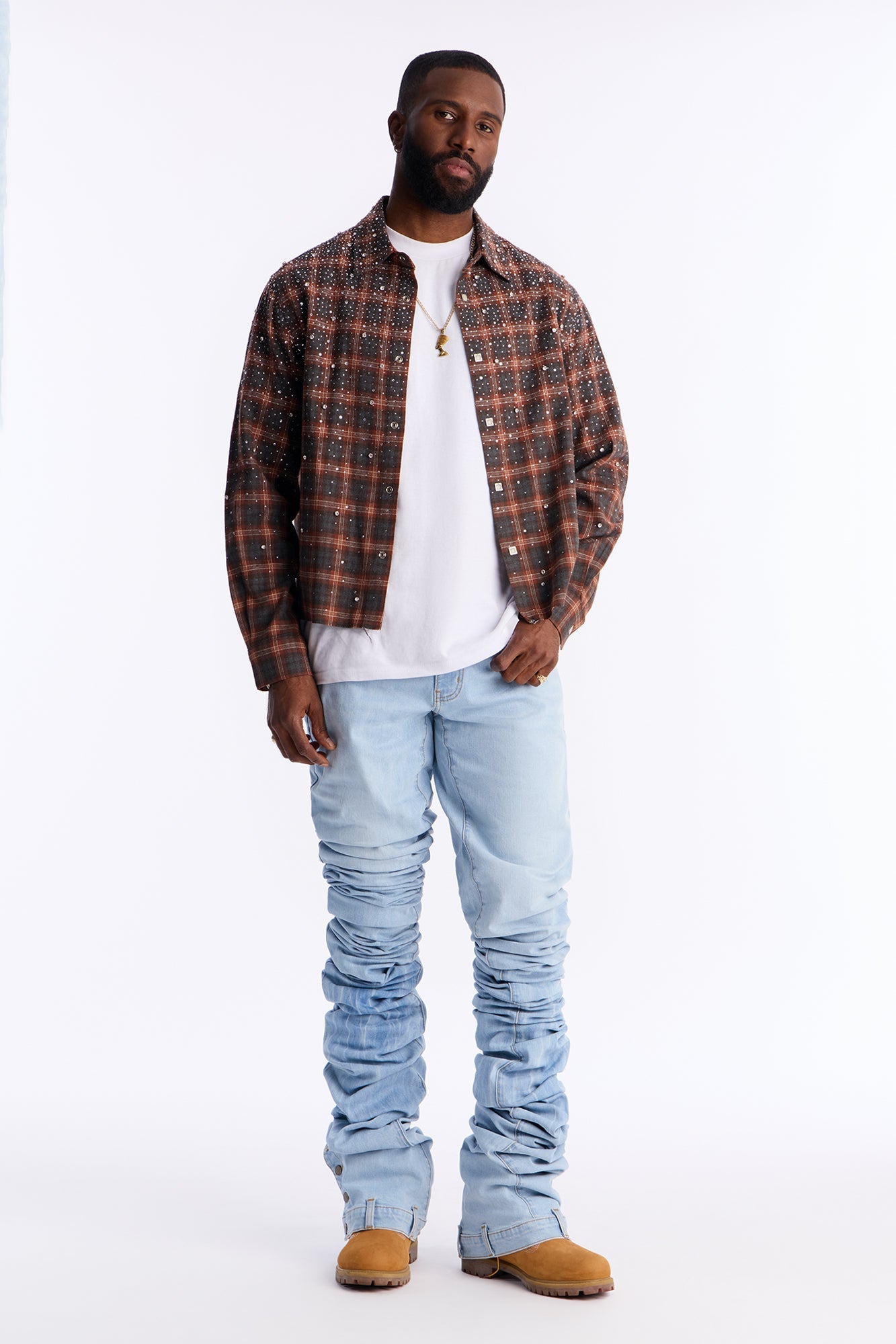 Ultra Stacked Skinny Flare Button Hem Jean - Medium Wash image 2