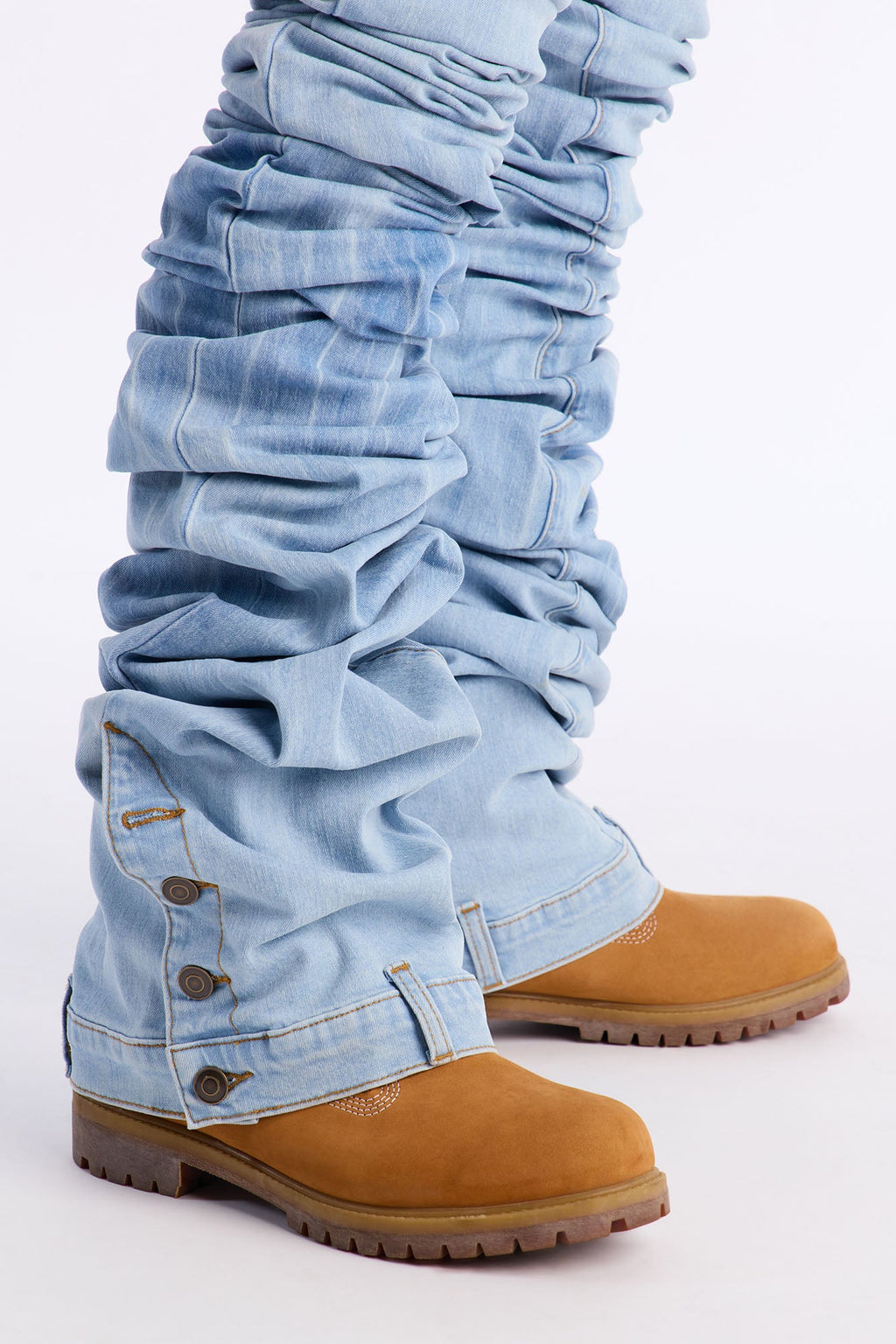 Ultra Stacked Skinny Flare Button Hem Jean - Medium Wash image 4