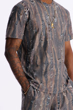 Fragmented Realism Distressed Tee - Brown image 3