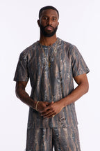 Fragmented Realism Distressed Tee - Brown image 1