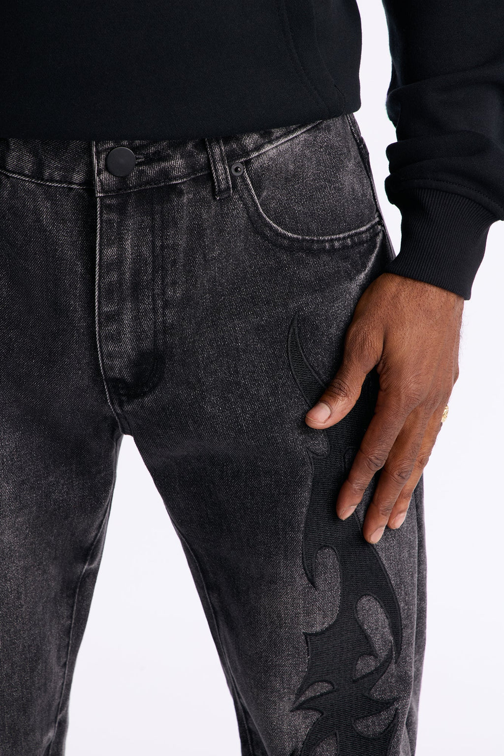 Stacked Slim Flare Blaze Cut Jean - Black Wash image 3