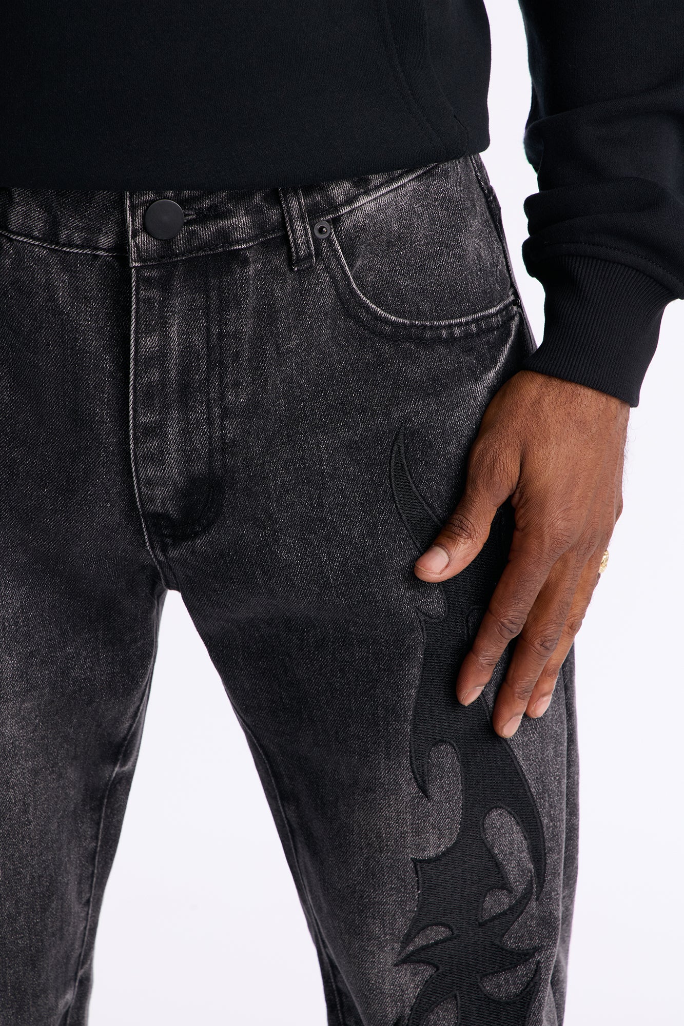 Stacked Slim Flare Blaze Cut Jean - Black Wash image 3