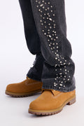 Stacked Slim Flare Another Level Jeweled Jean - Black Wash image 1