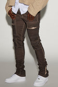 Triple Cargo Stacked Skinny Flare Jeans - Chocolate image 1