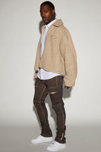 Triple Cargo Stacked Skinny Flare Jeans - Chocolate image 2