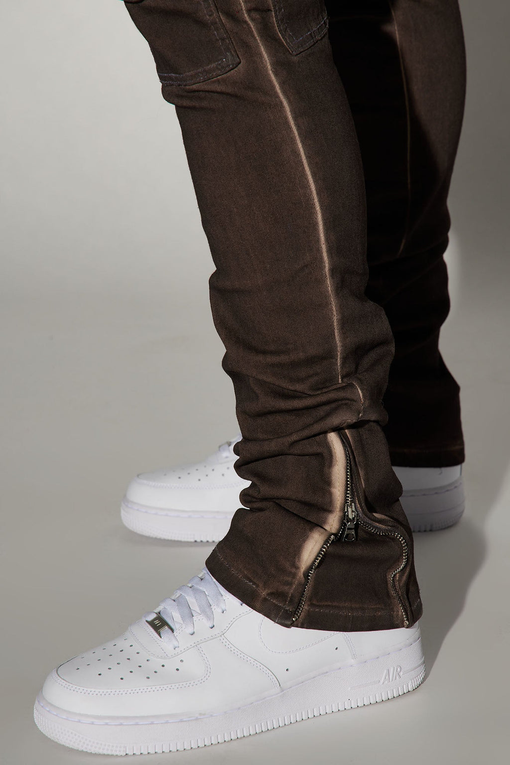 Triple Cargo Stacked Skinny Flare Jeans - Chocolate image 3