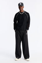 Luxe Grid Paneled V Neck Shirt - Black image 2