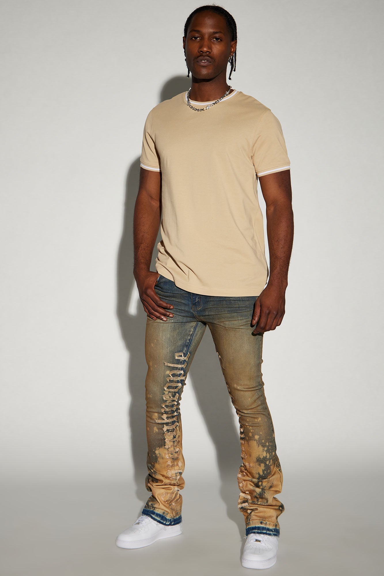 See It Through Bleached Stacked Skinny Flare Jeans - Vintage Wash image 2