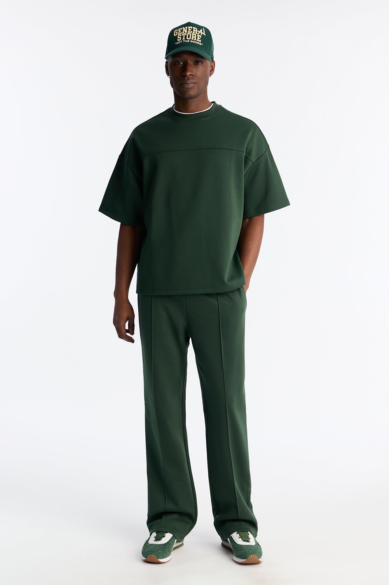 Structured Fleece Paneled Tee - Green image 2