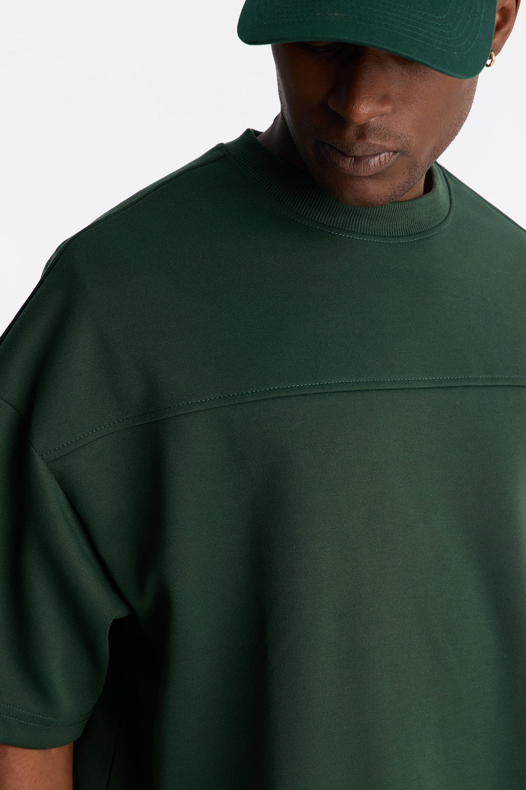 Structured Fleece Paneled Tee - Green image 3