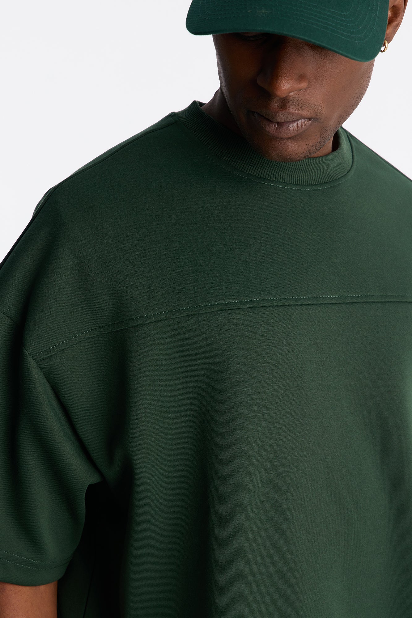 Structured Fleece Paneled Tee - Green image 3