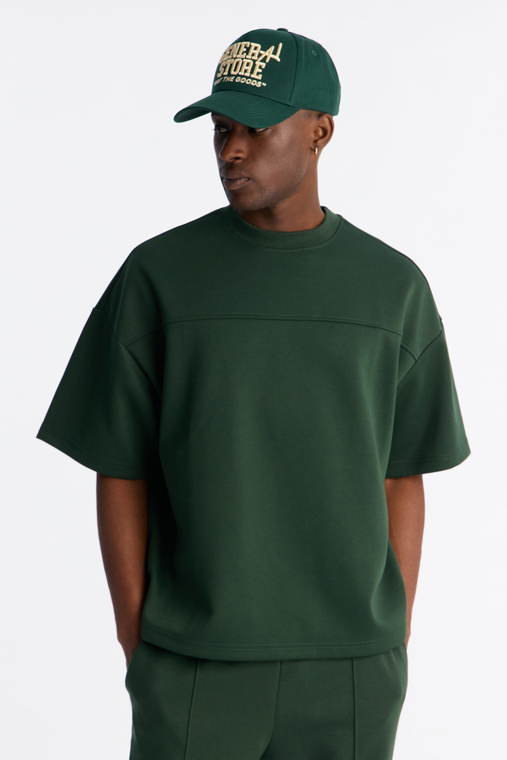 Structured Fleece Paneled Tee - Green image 1