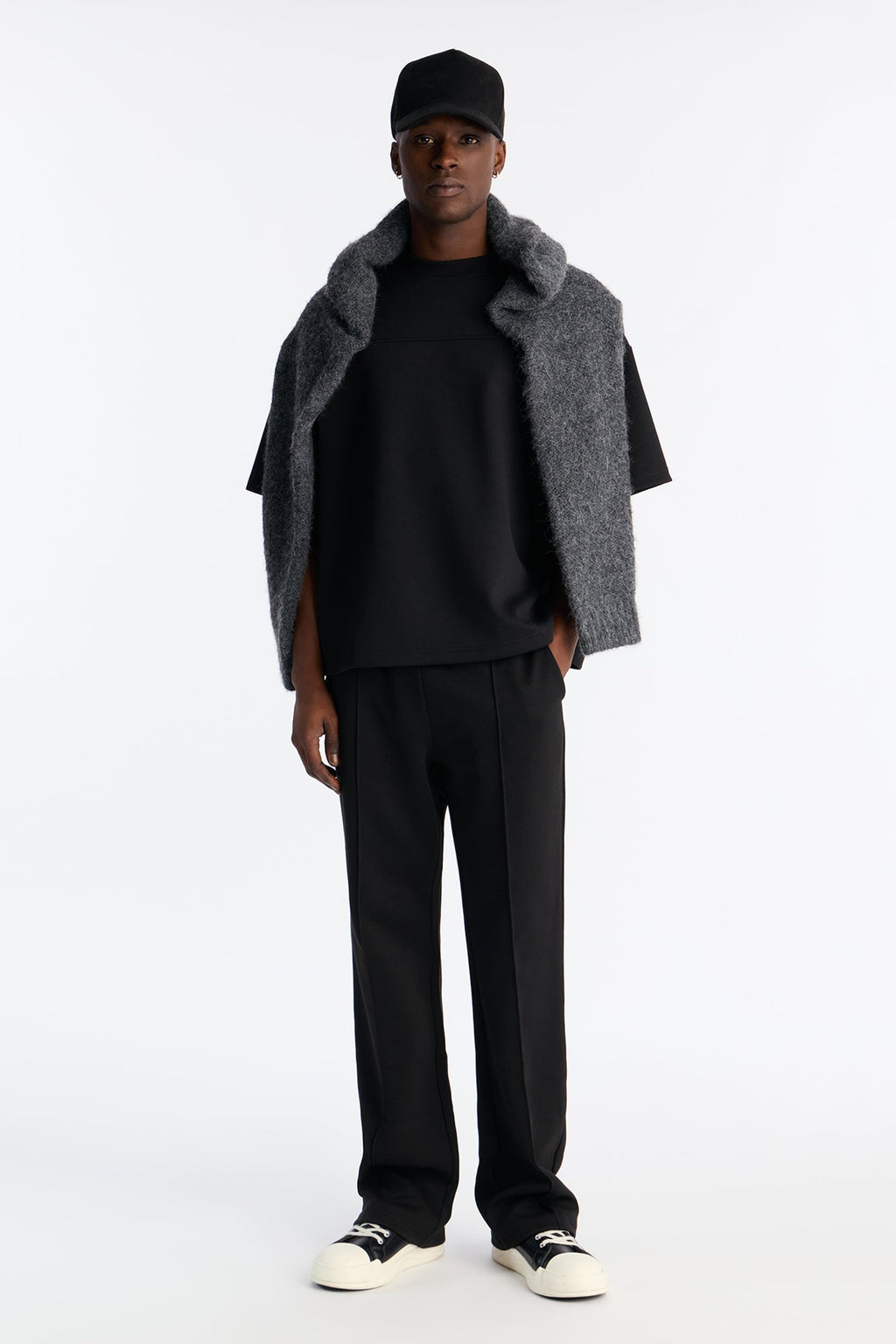 Structured Fleece Paneled Tee - Black image 2
