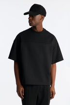 Structured Fleece Paneled Tee - Black image 1